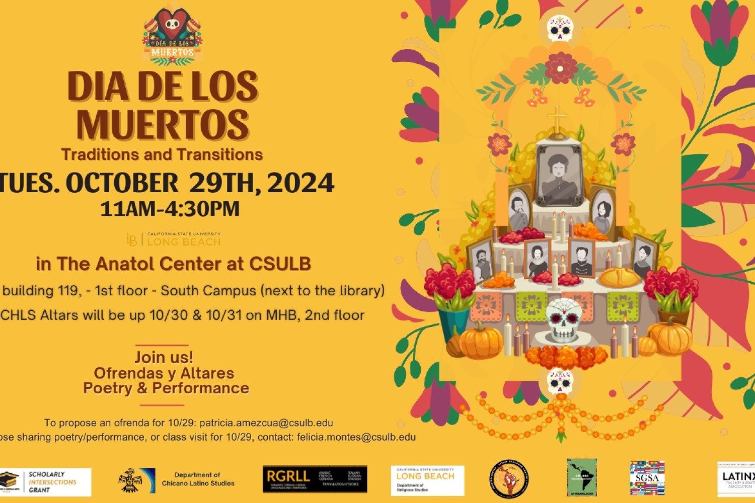 Day of the Dead Event flyer 2024 at CSU Long Beach