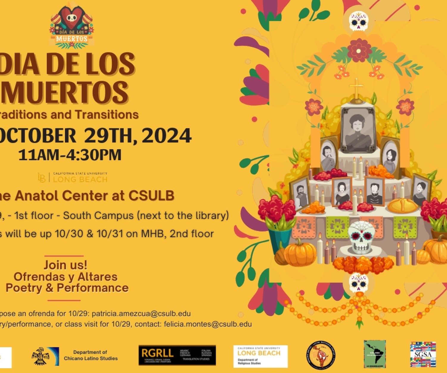 Day of the Dead Event flyer 2024 at CSU Long Beach